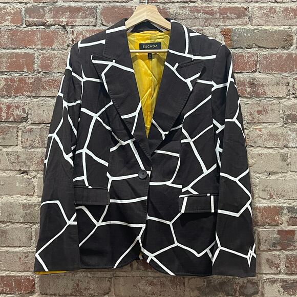 ESCADA Runway Mocha Pattern Blazer Jacket Size 44 OR US Size Large - Picture 2 of 4